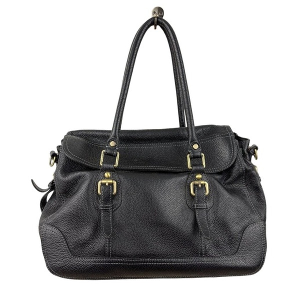 Concealed Carrie Black Leather Satchel Bag Removeable Hook &‎ Loop Holster
